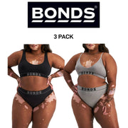 Bonds Womens Retro Rib Hi Leg Bikini Comfortable Smooth Waitband 3 Pack WU8GA
