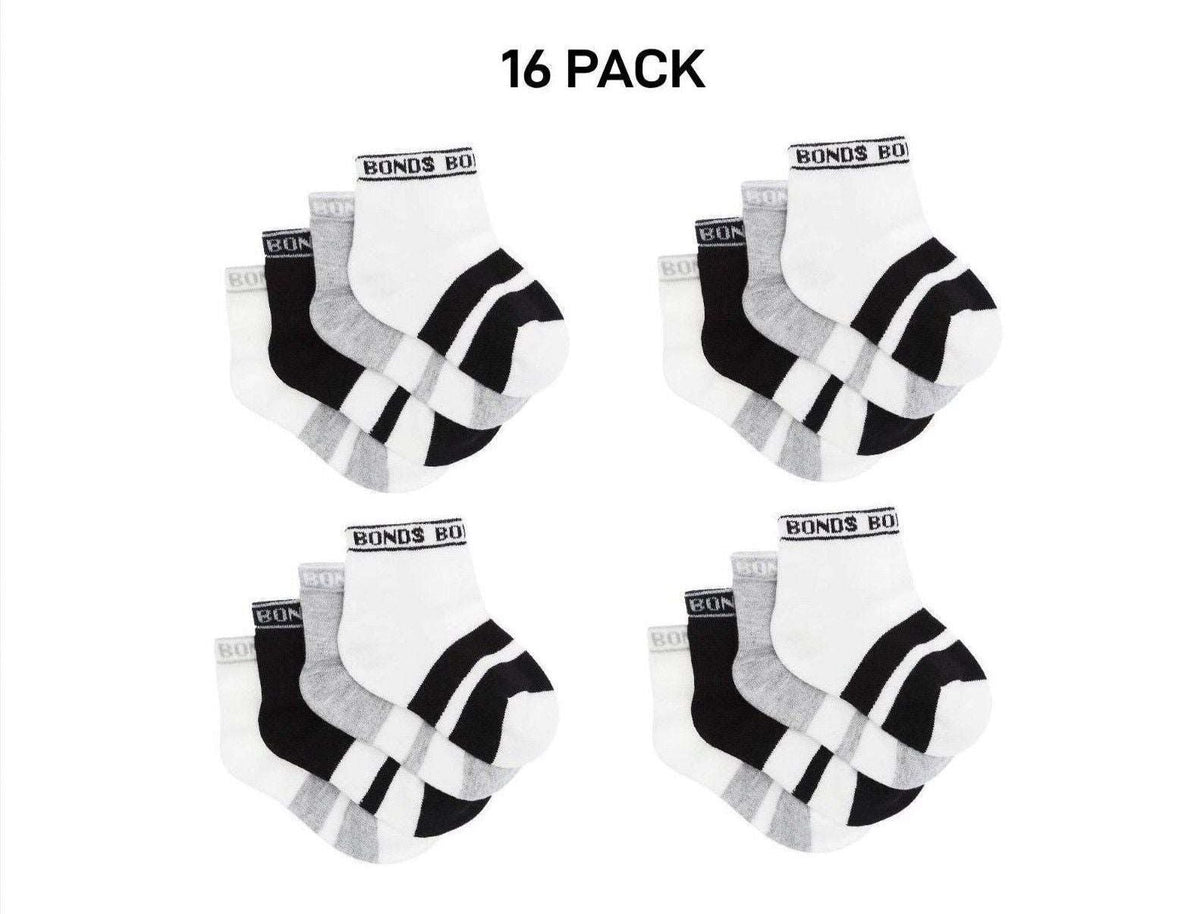 Bonds Baby Sportlet Arch Support Soft Breathable Comfiness Socks 16 Pack RXXL4N