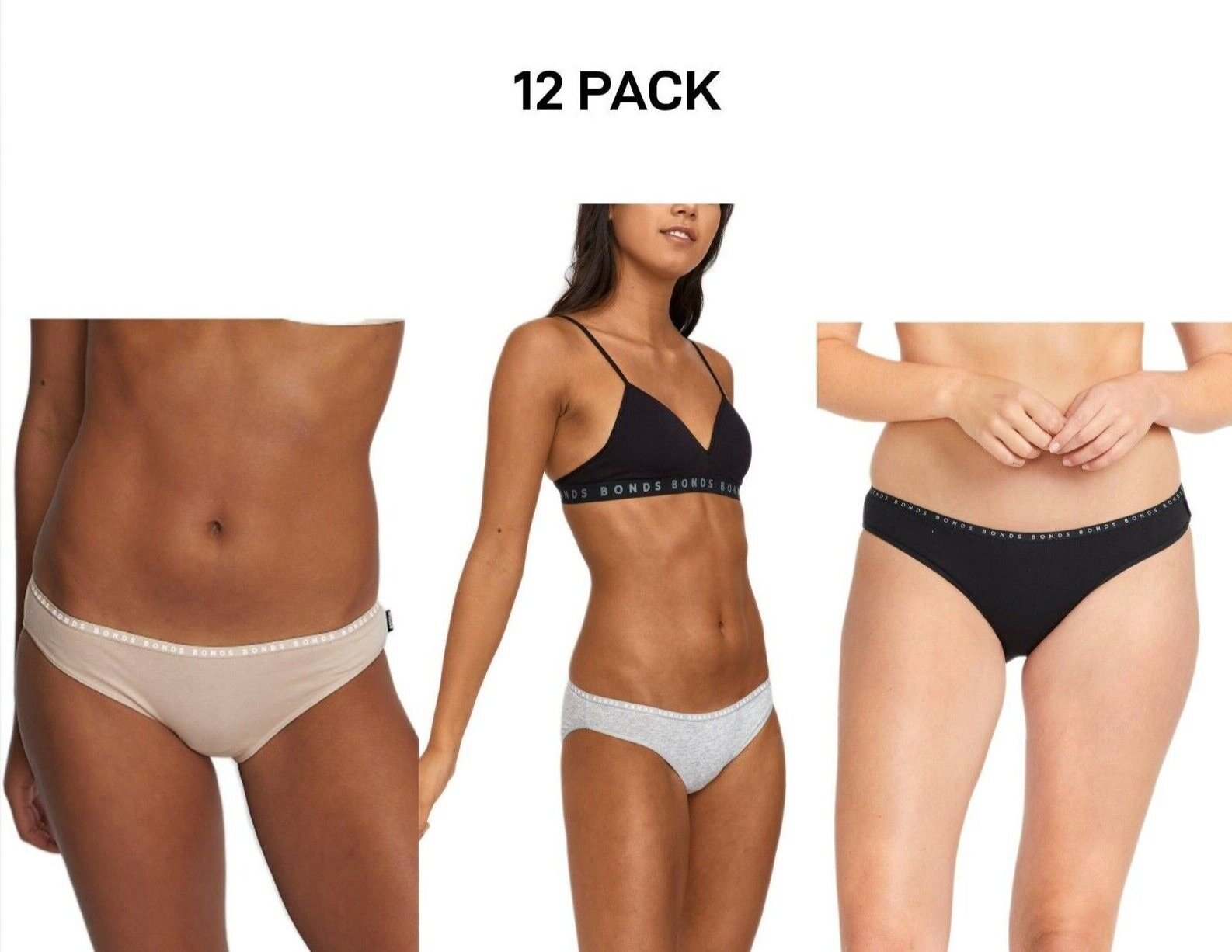 Bonds Womens Hipster Bikini Soft Cotton Low Rise Stretchy Waist 12 Pack WUFNA