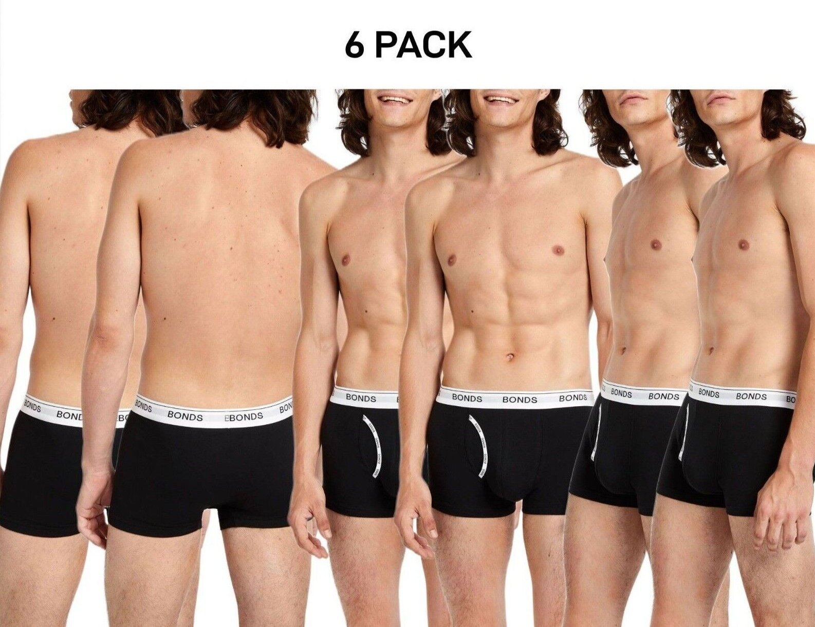 Bonds Mens Guyfront Trunk Stretchy Cotton Fabric Elastic Waistband 6 Pack MZVJ