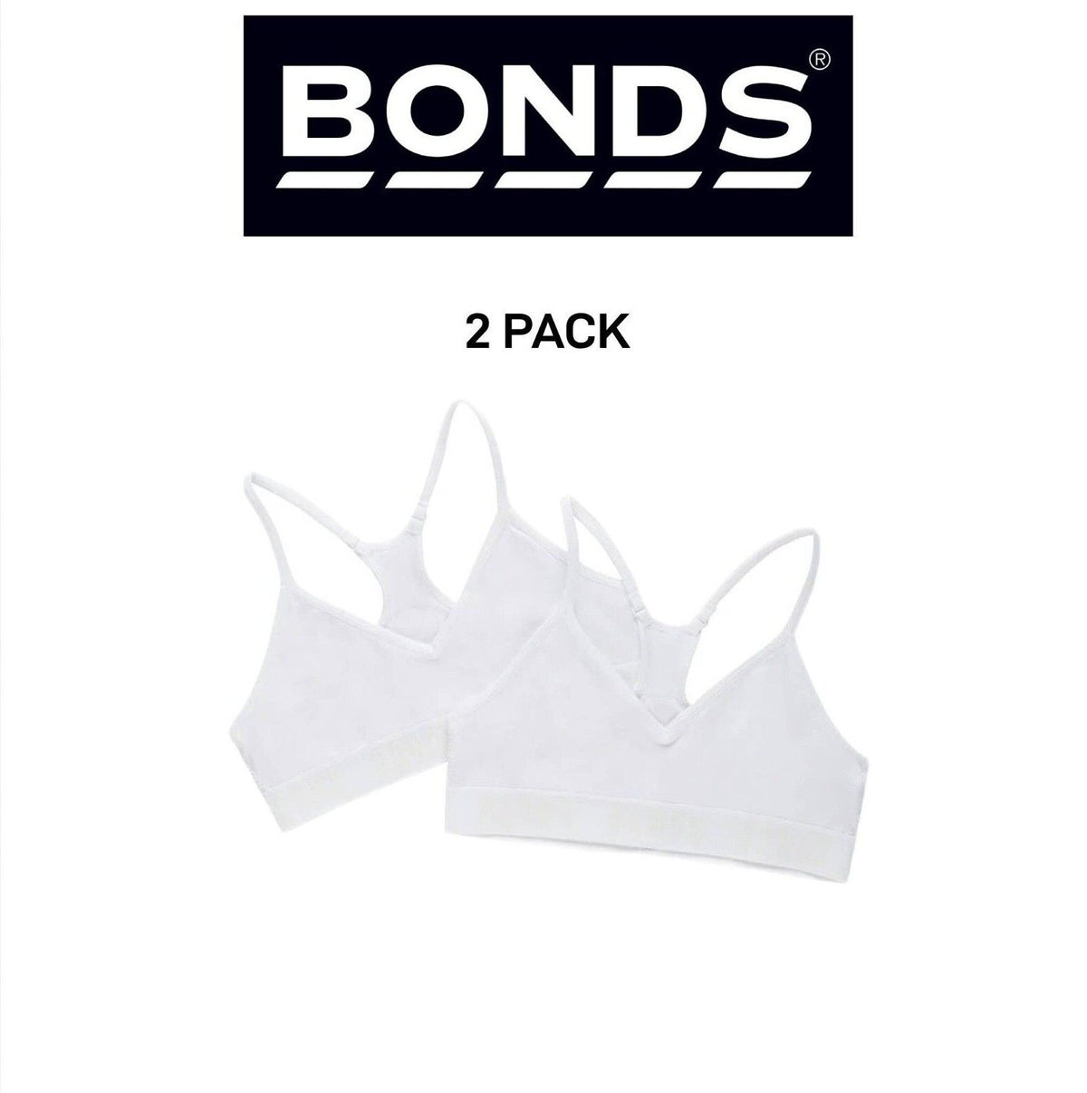 Bonds Girls Super Stretchies Racer Crop Double Layered Front 2 Pack UXNK2A