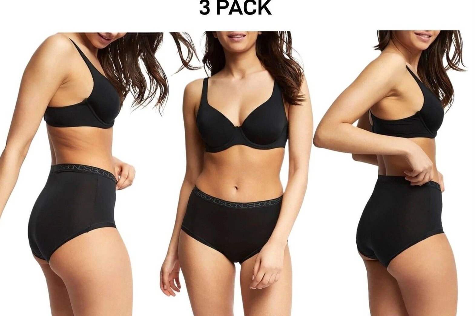 Bonds Womens Invisitails Full Brief Soft and Stretchy Waistband 3 Pack WZGGY