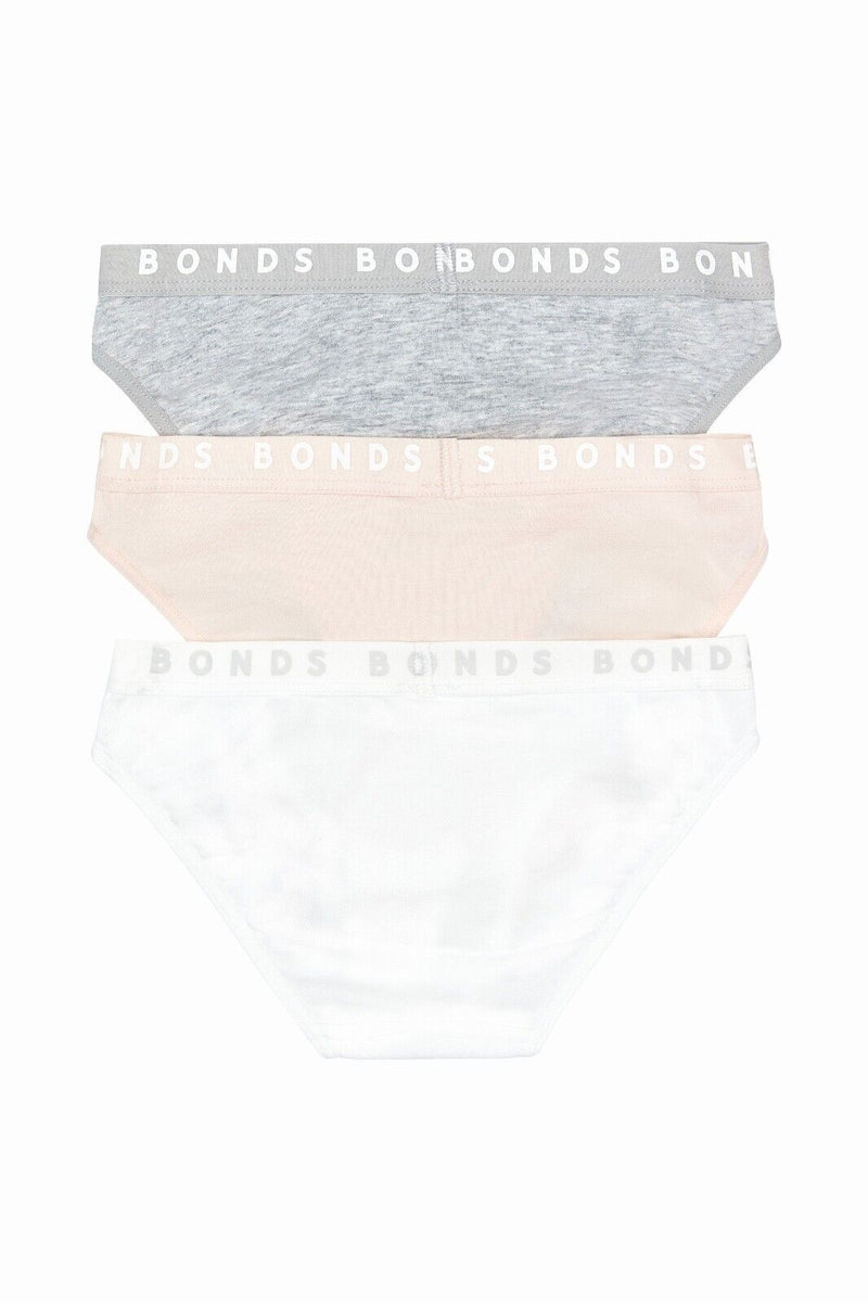 Bonds Girls Hipster Bikini Plain Comfortable Cotton Fabric 3 Pack UWPR3A