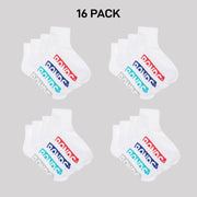 Bonds Kids Logo Light Quarter Crew Socks Comfy Mesh Cooling Zones 16 Pack RXU64W