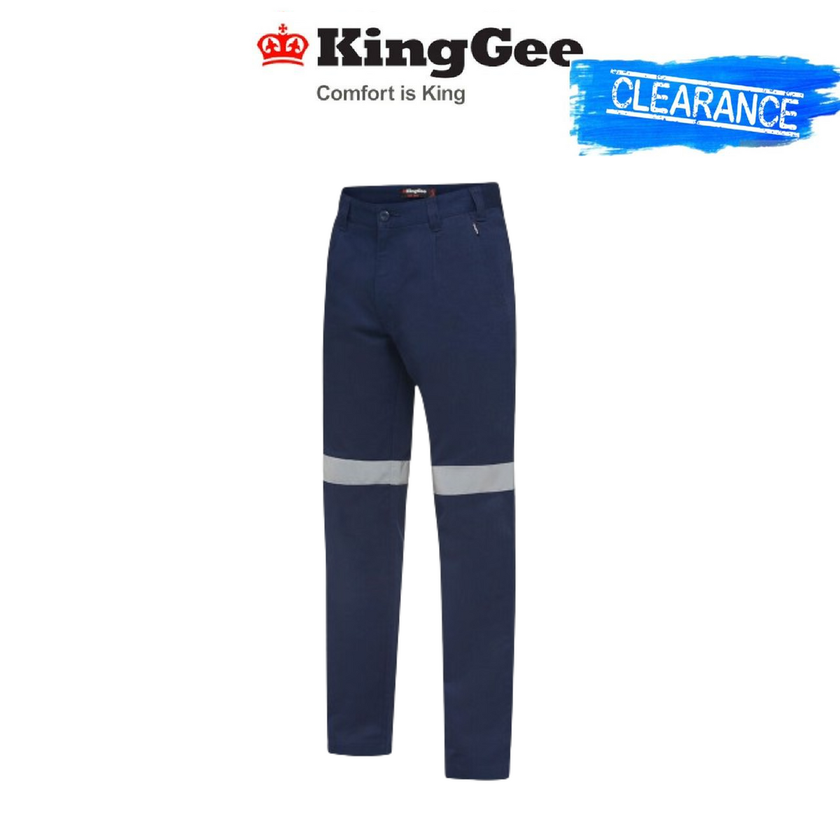 Clearance! KingGee Reflective Drill Pants Reinforced Stitching Safety K53020