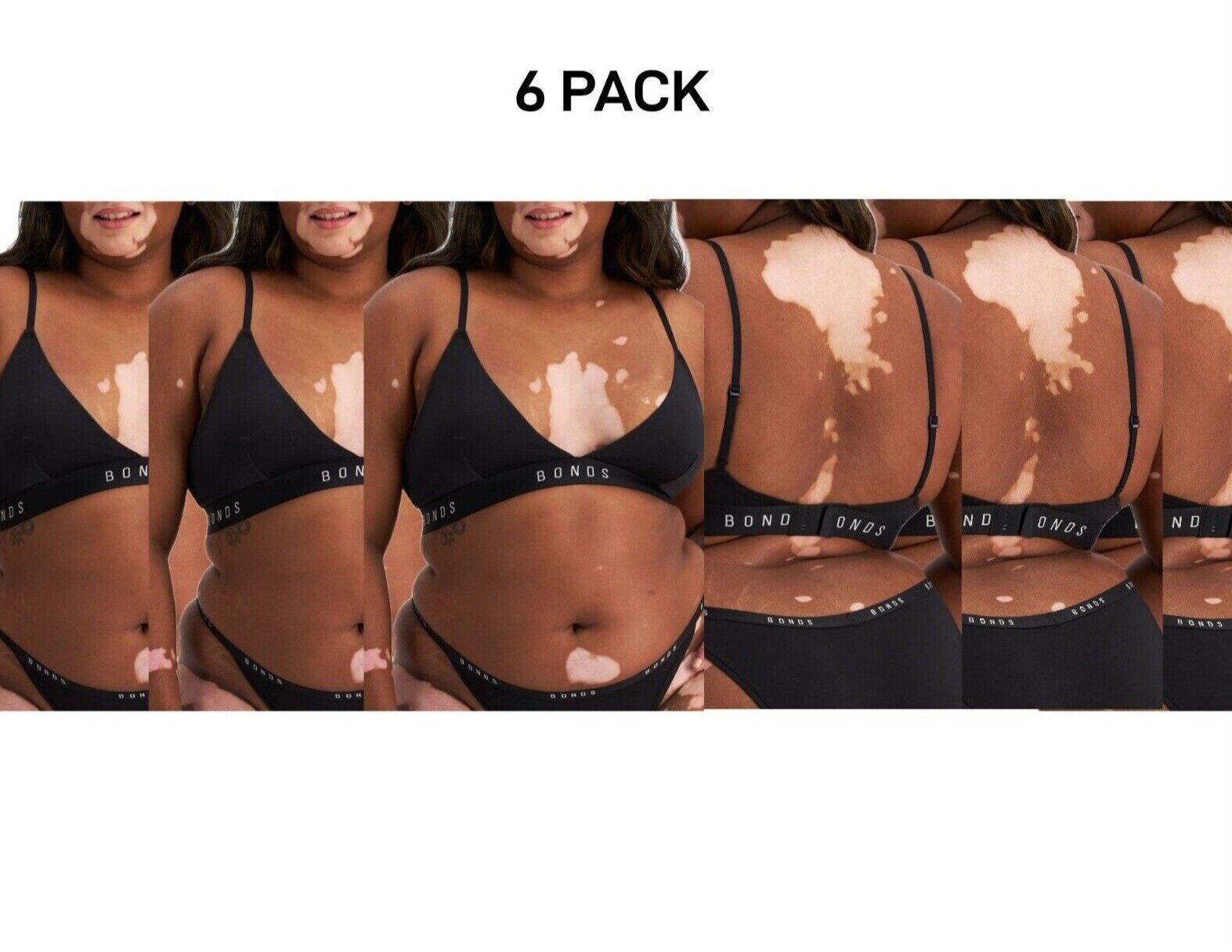 Bonds Womens Original Triangle Crop Comfy Flattering Supportive Bra 6 Pack WVGGA