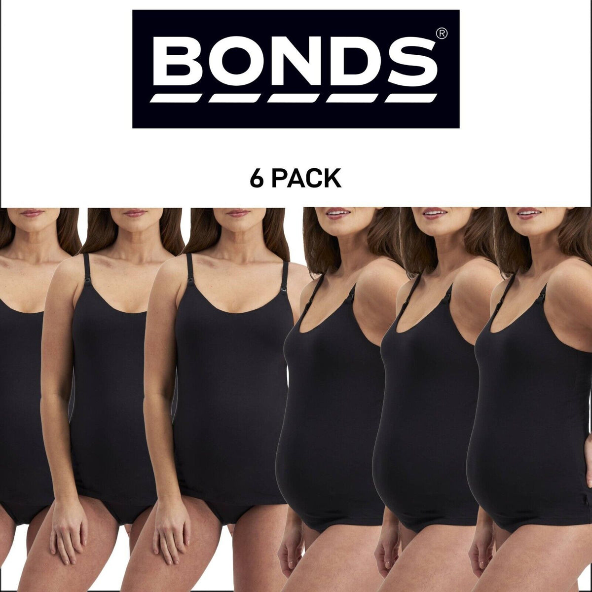 Bonds Womens Maternity Contour Support Singlet Organic Cotton 6 Pack YWYCY