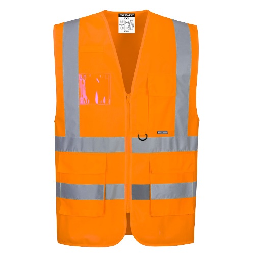 Portwest Hivis Executive Vest Lightweight Front Zip Reflective Work Safety MV476