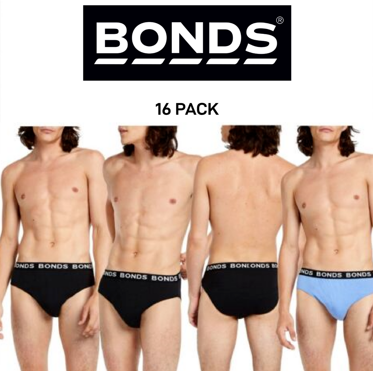 Bonds Mens Basic Hipster Briefs Cotton Stretchable Tailored Fit 16 Pack M38DM4