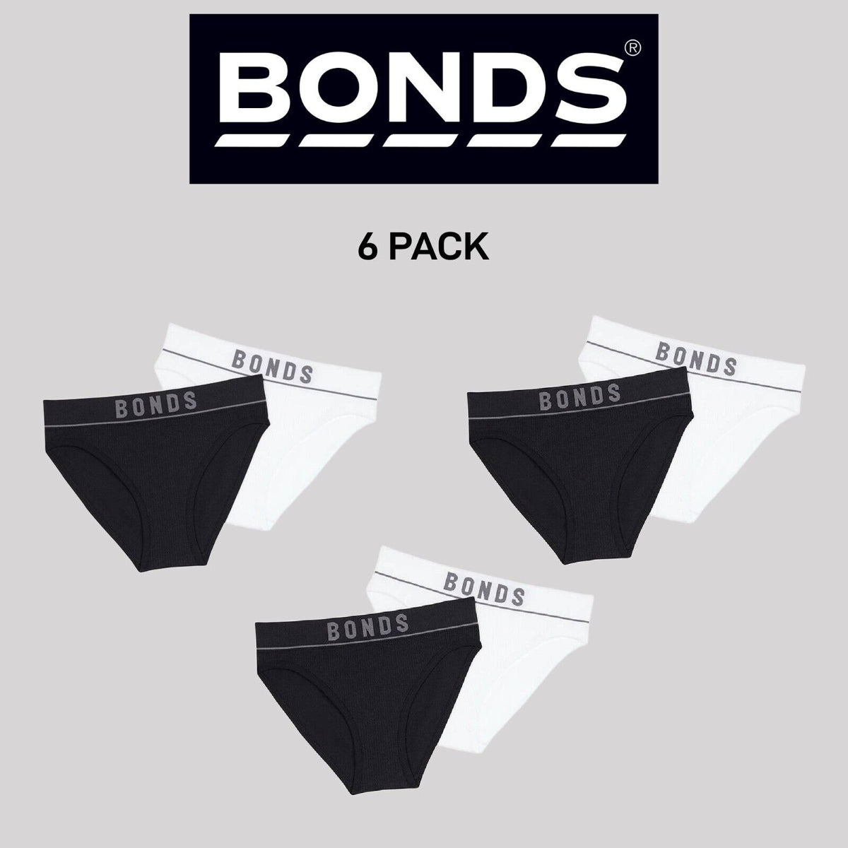 Bonds Girls Original Rib Bikini Super Soft and Extra Stretchable 6 Pack UWLN2A