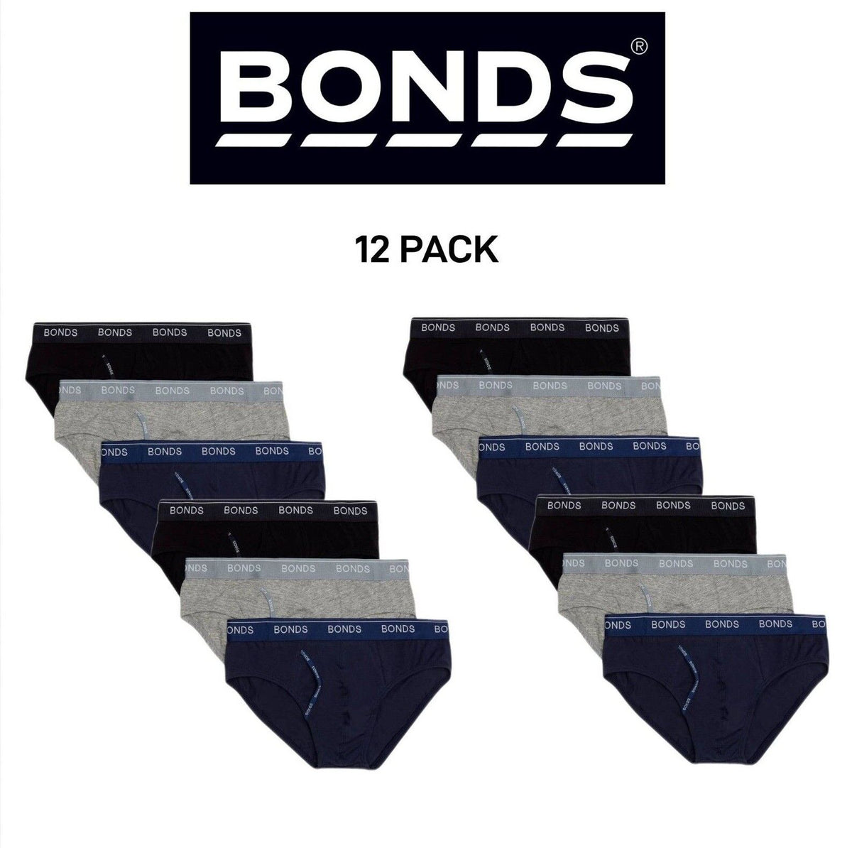 Bonds Mens Guyfront Brief Super Soft and Stretchable Cotton 12 Pack MZ953A