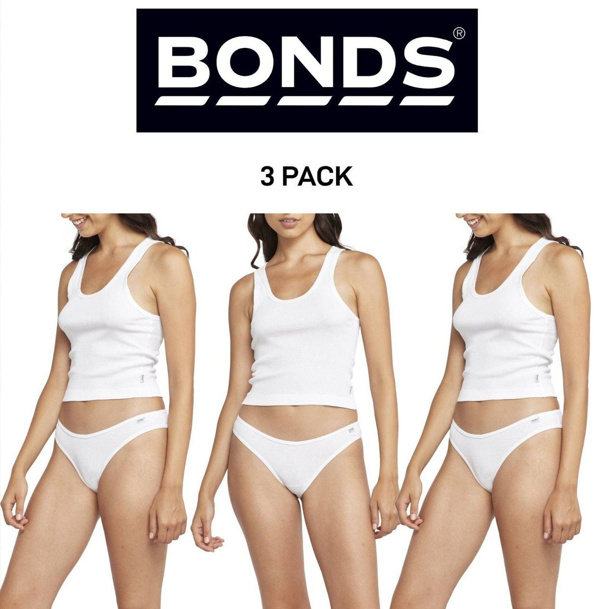 Bonds Womens Organics Ribbed Bikini Soft Skin Comfort Classic Brief 3 Pack WTHU