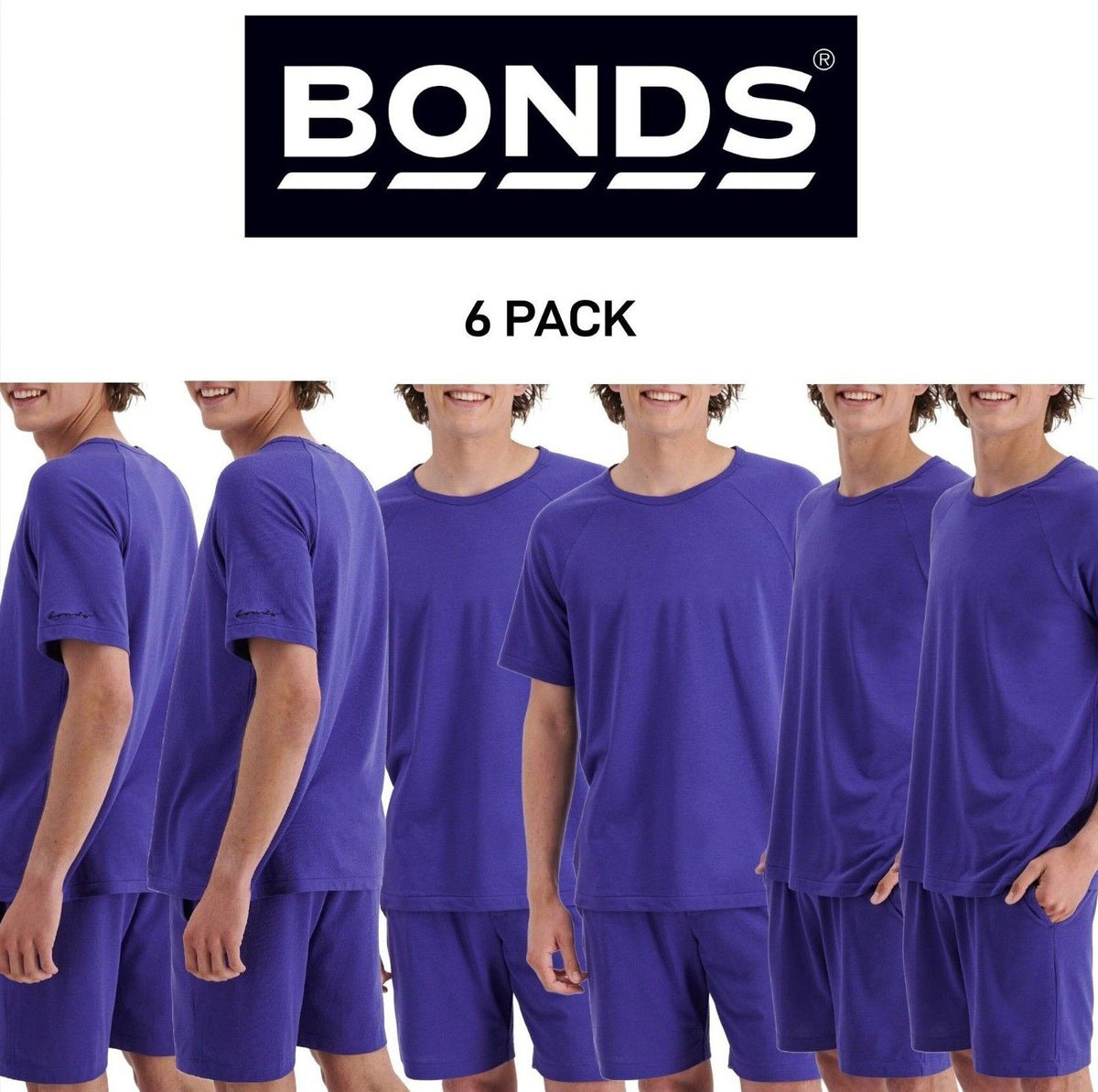 Bonds Mens Comfy Livin Jersey Tee Relaxed Fit Ultra Soft Stretch 6 Pack MXM8A