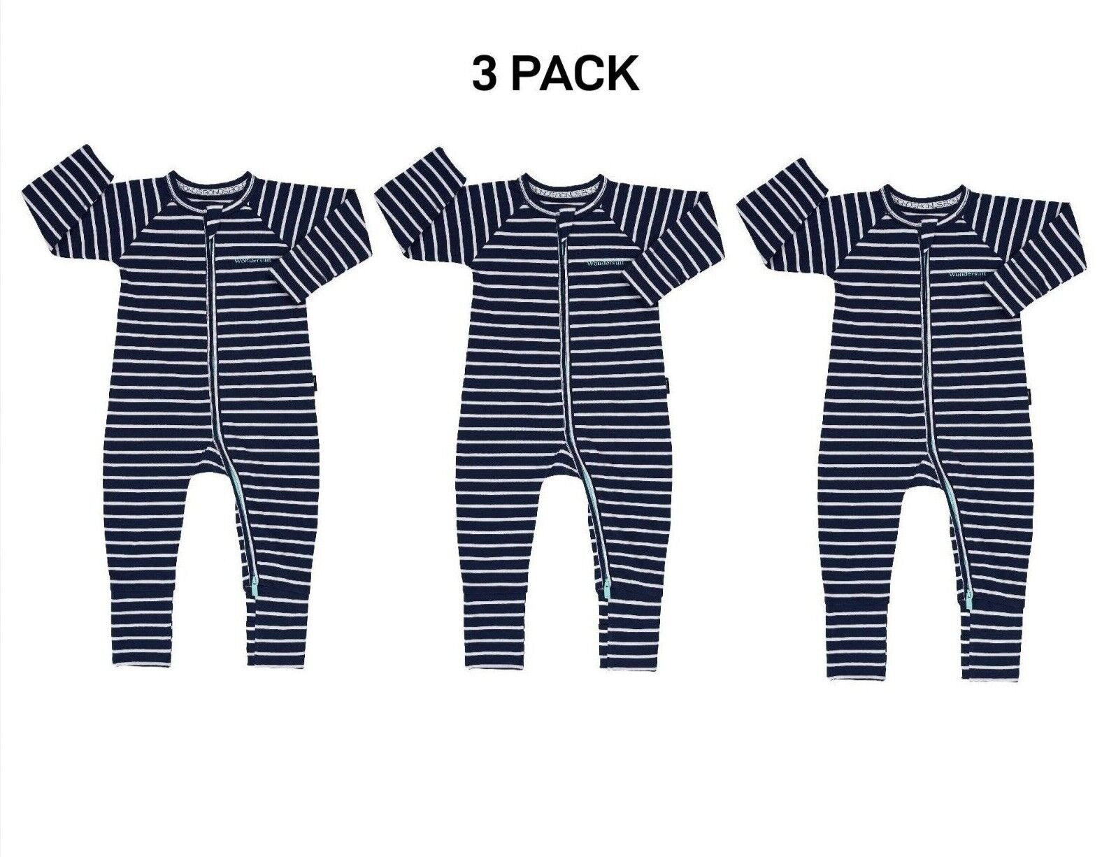 Bonds Baby Zip Wondersuit Soft Cosy Stretchy Fabric Logo Waistband 3 Pack BZDYA