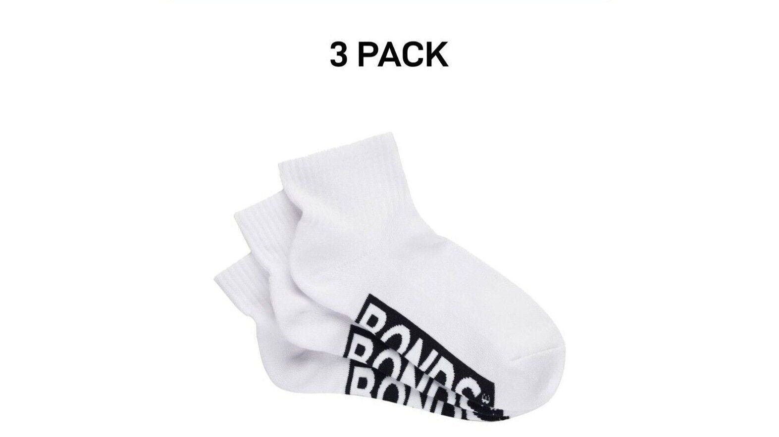 Bonds Womens Logo Cushioned Quarter Crew Comfy Cushioning Socks 3 Pack LXPP3N