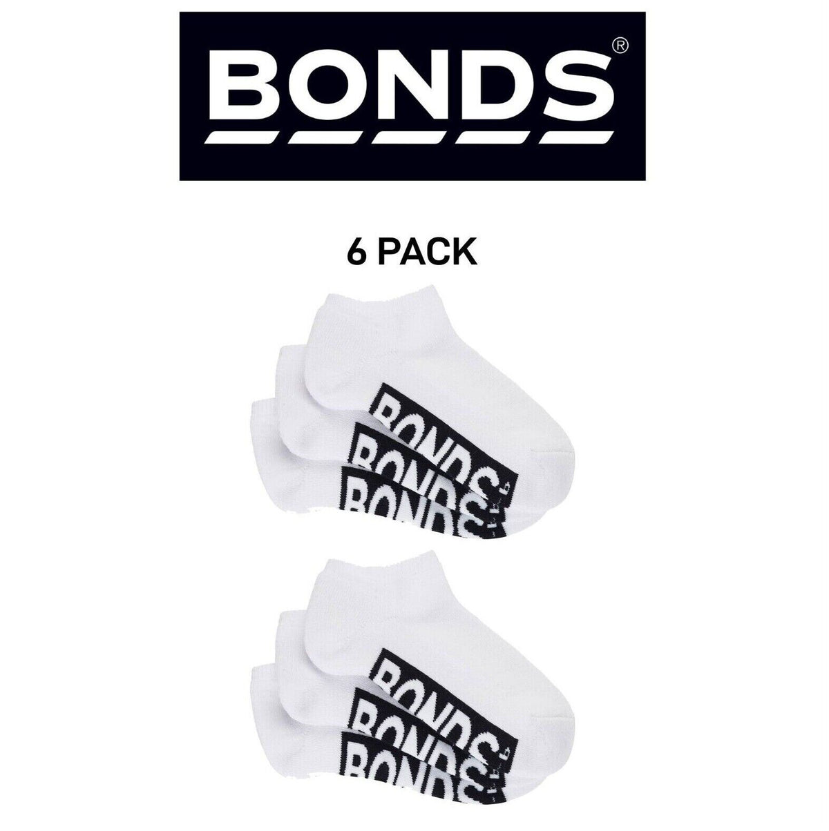 Bonds Kids Cushioned Low Cut Mesh Cooling Zone Cotton Sock 6 Pack RXVQ3N