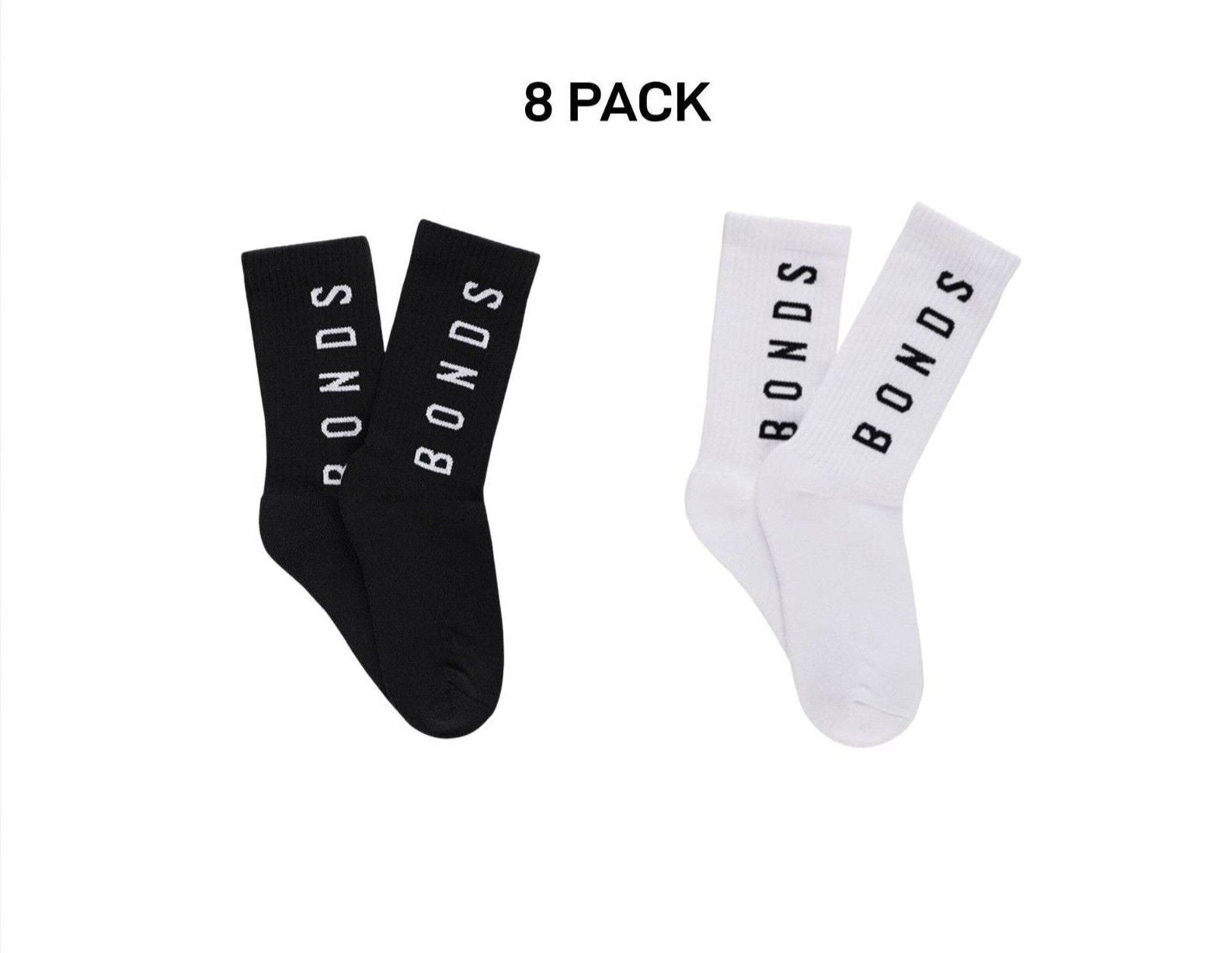 Bonds Womens Originals Crew Socks Cushioned Foot Soft Cotton 8 Pack LYEQ2N