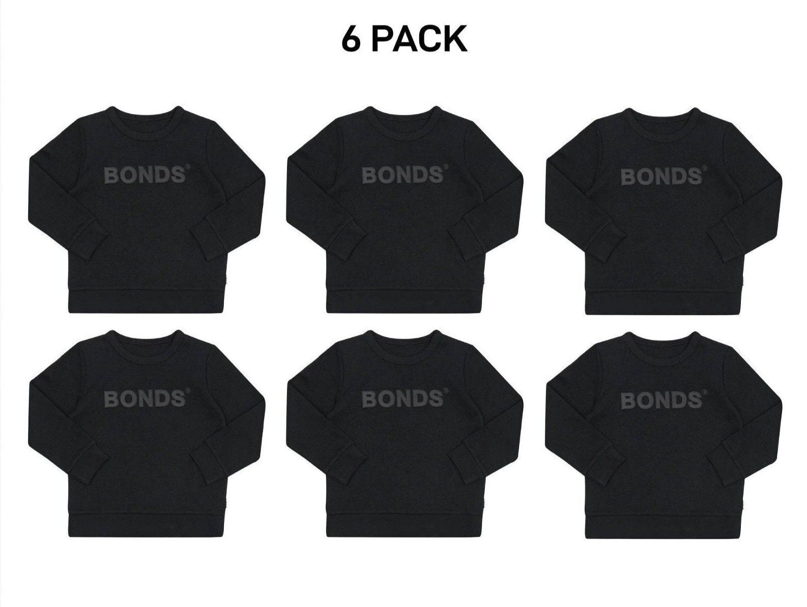 Bonds Kids Tech Sweats Pullover Soft Knitted Warm Cotton Poly Blend 6 Pack KVQTK