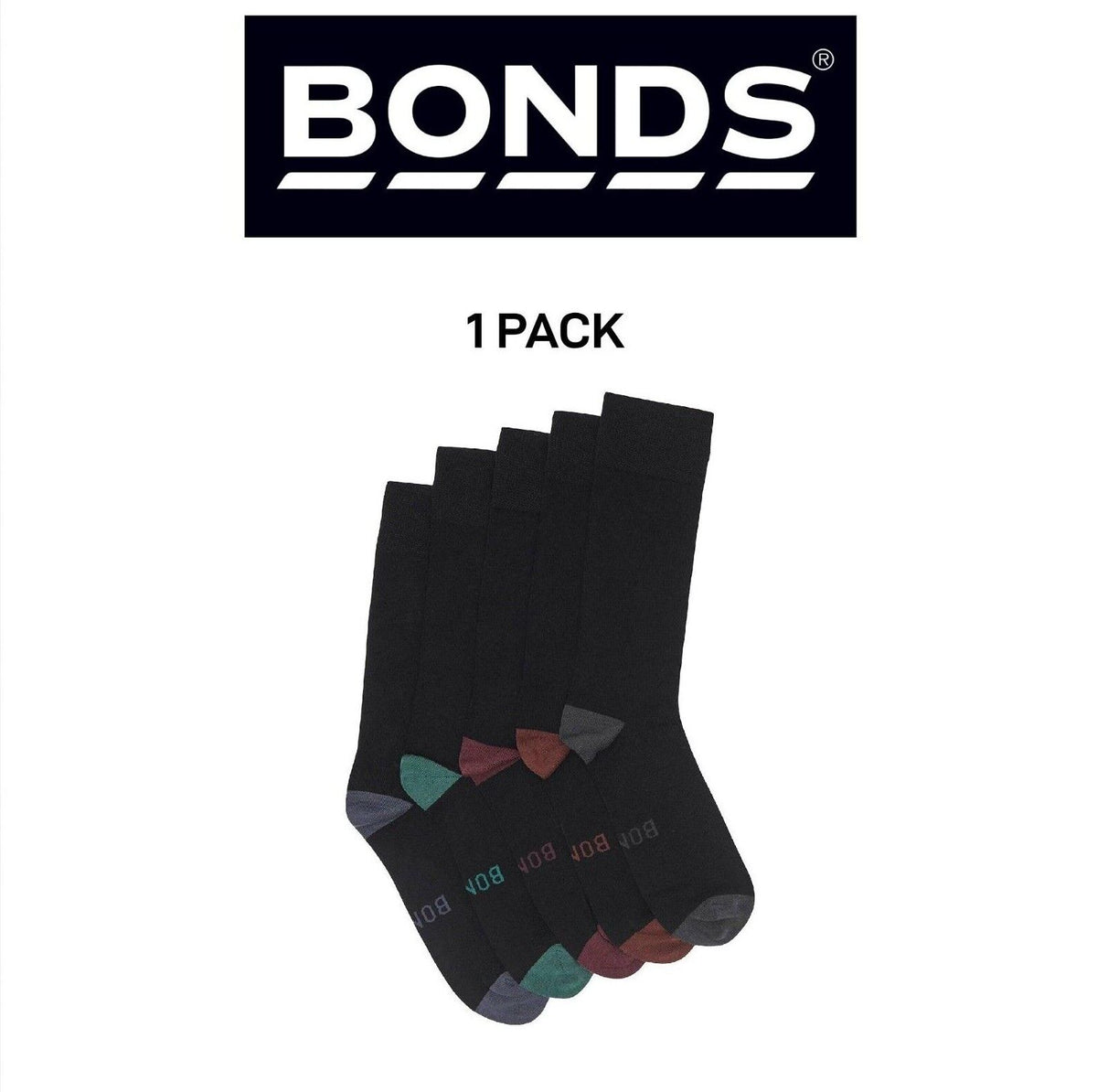 Bonds Mens Bamboo Crew Socks Fine Seams for Comfy Toes & Ankle Support SZFQ5W