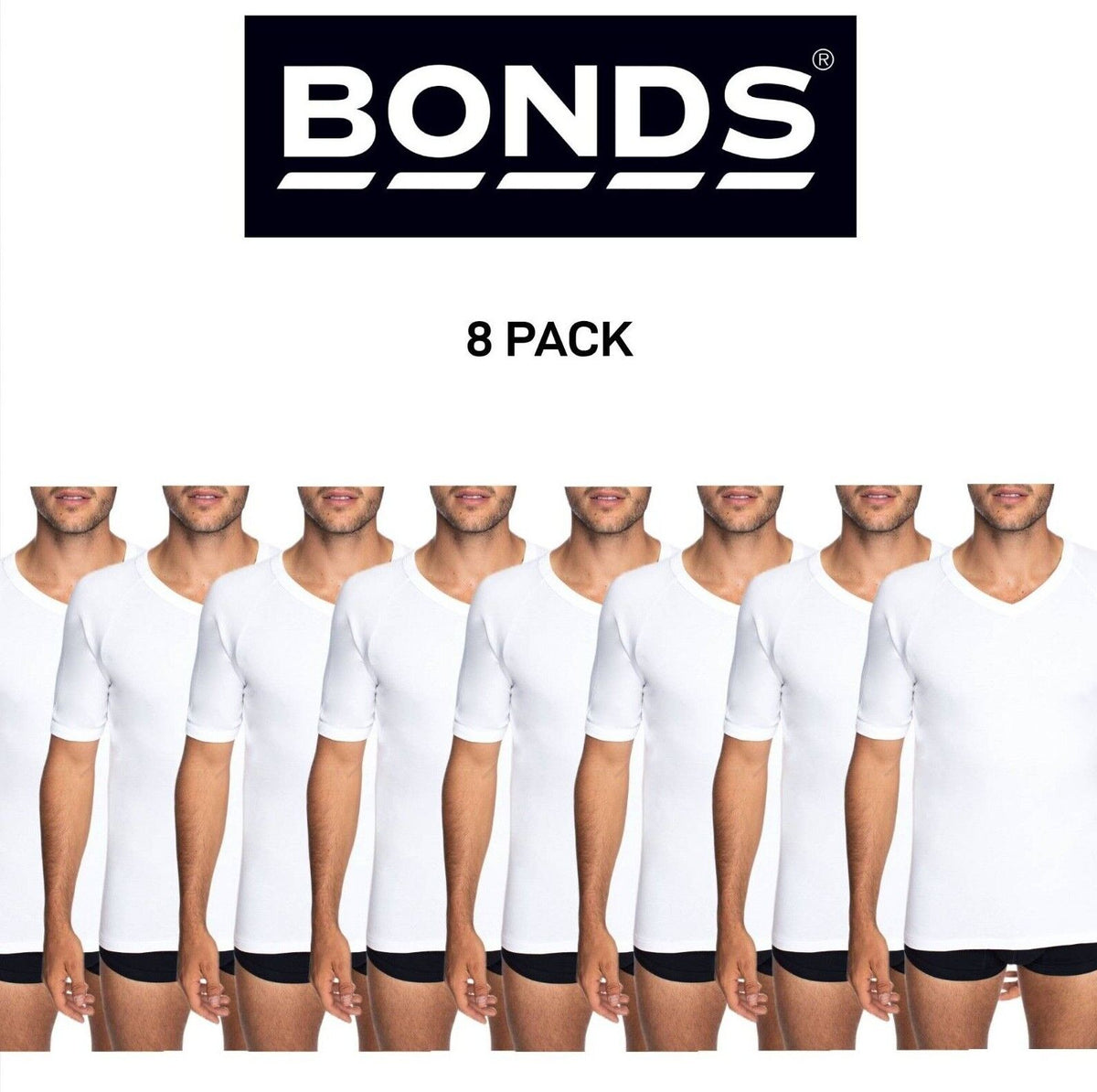 Bonds Mens Genuine V-Neck Raglan Tee Suit in Every Size and Shape 8 Pack M9762W