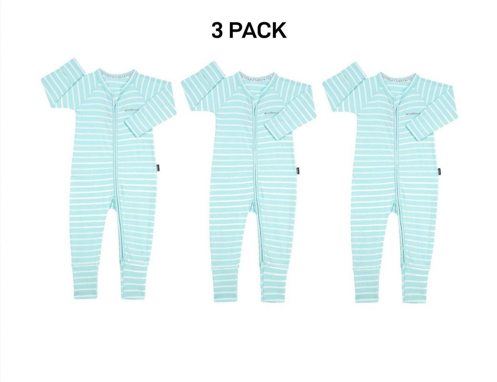 Bonds Baby Zip Wondersuit Soft Cosy Stretchy Fabric Logo Waistband 3 Pack BZDYA