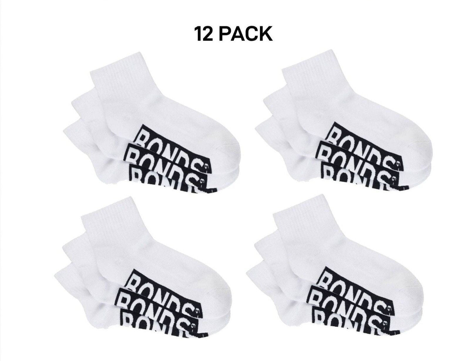 Bonds Mens Logo Cushioned Quarter Crew Socks Smooth Toe Seams 12 Pack SXN93N