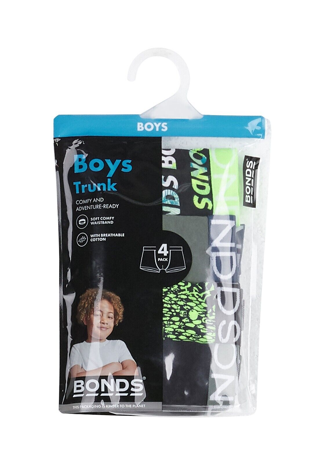 Bonds Boys Trunk Supportive Pouch with Comfy Coverage 4 Pack UWCF4A IT7