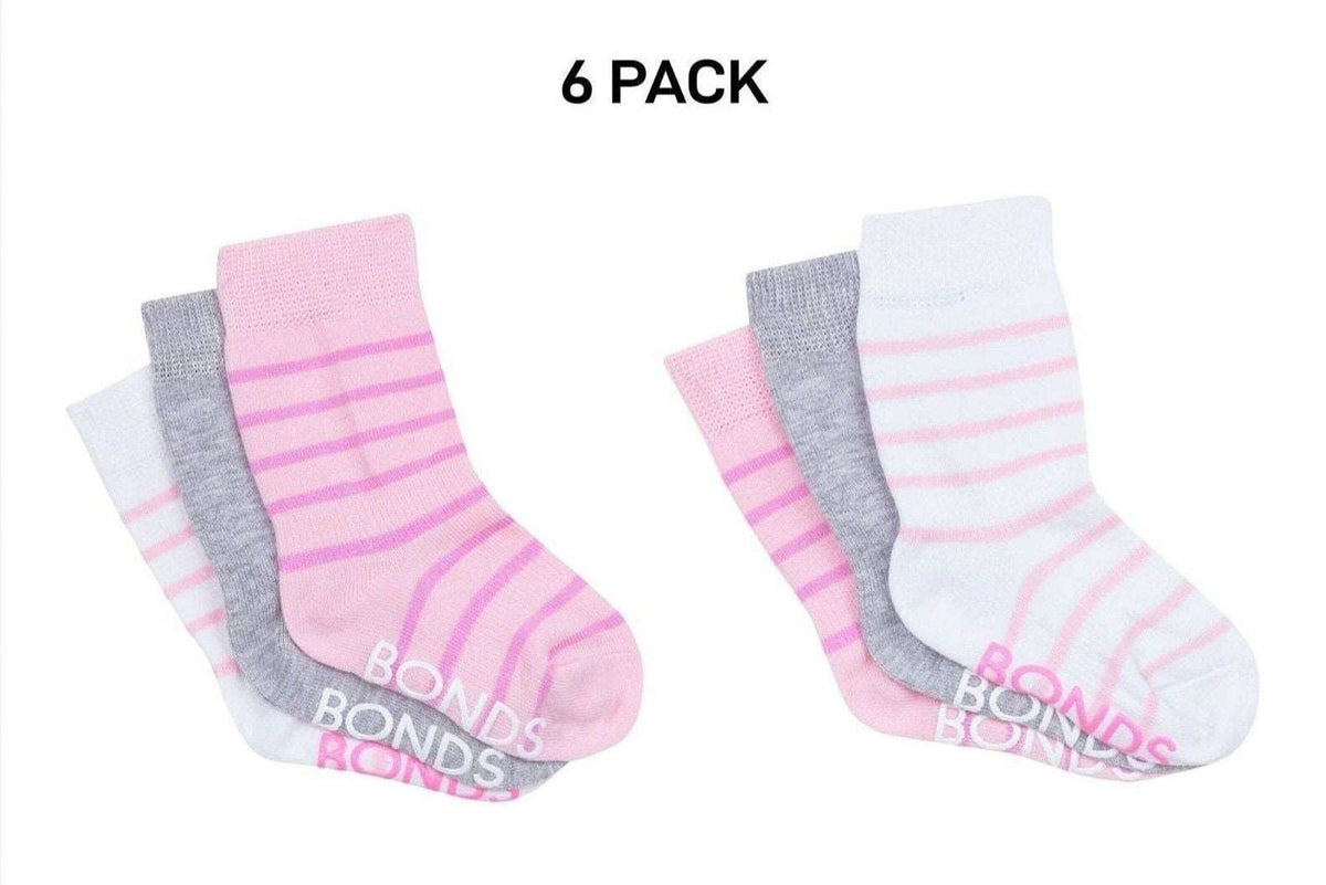 Bonds Baby Stay On Crew Socks with Grippy Soles Breathable Cotton 6 Pack RXQ33N