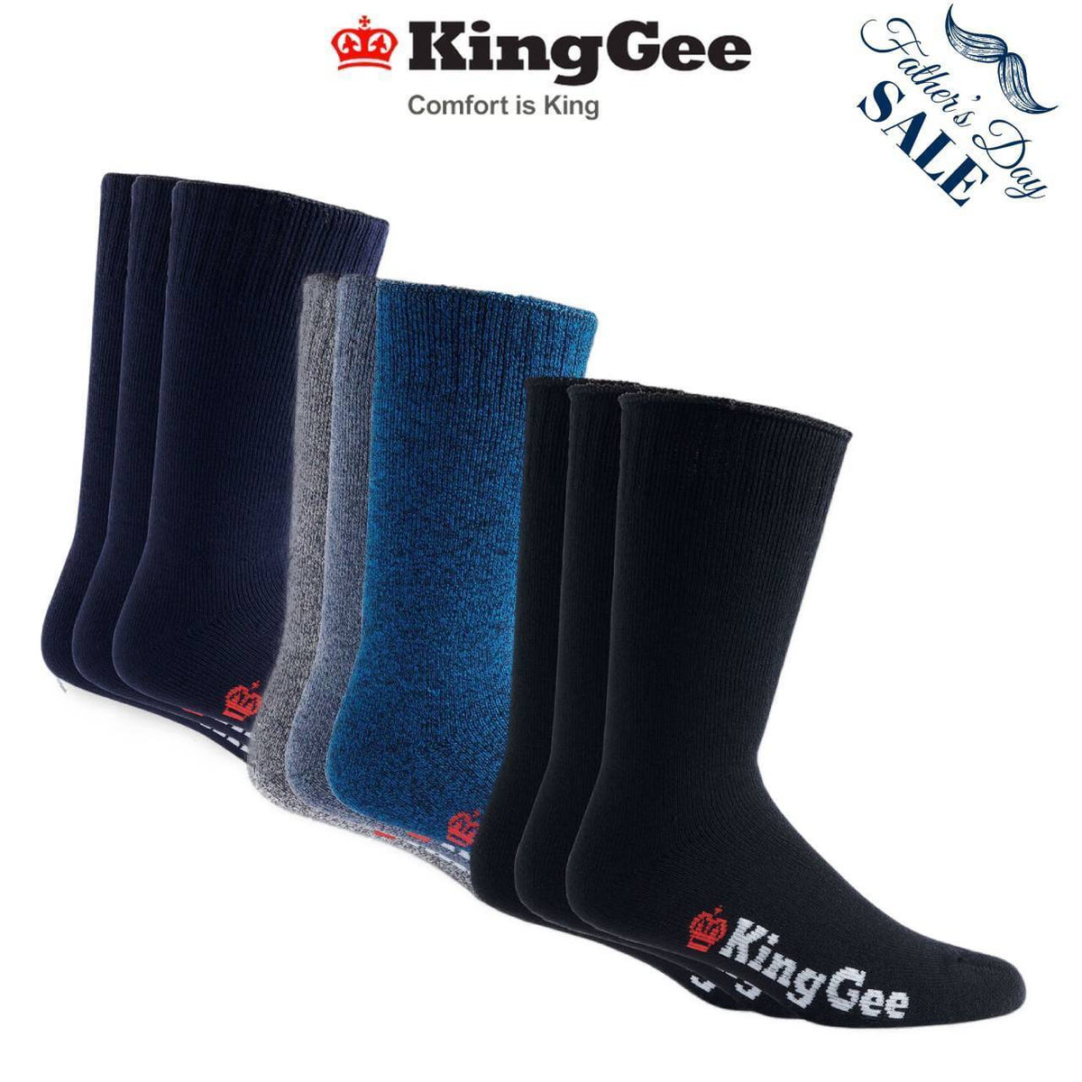 FATHER'S DAY SALE! KingGee Mens Bamboo 3 Pack Comfort Seam Work Socks K09002