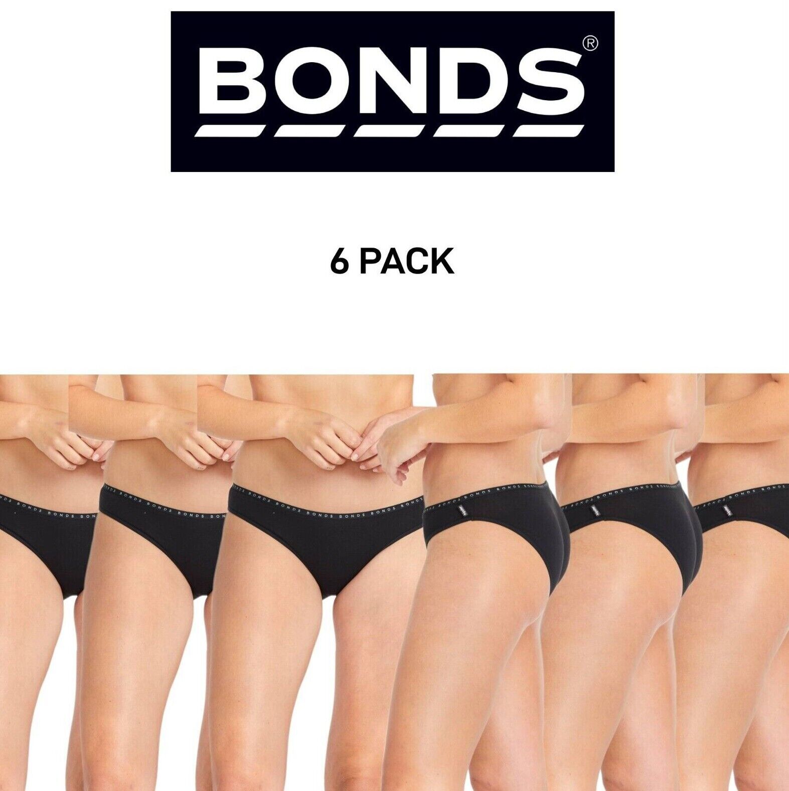 Bonds Womens Hipster Bikini Soft Cotton Low Rise Stretchy Waist 6 Pack WUFNA