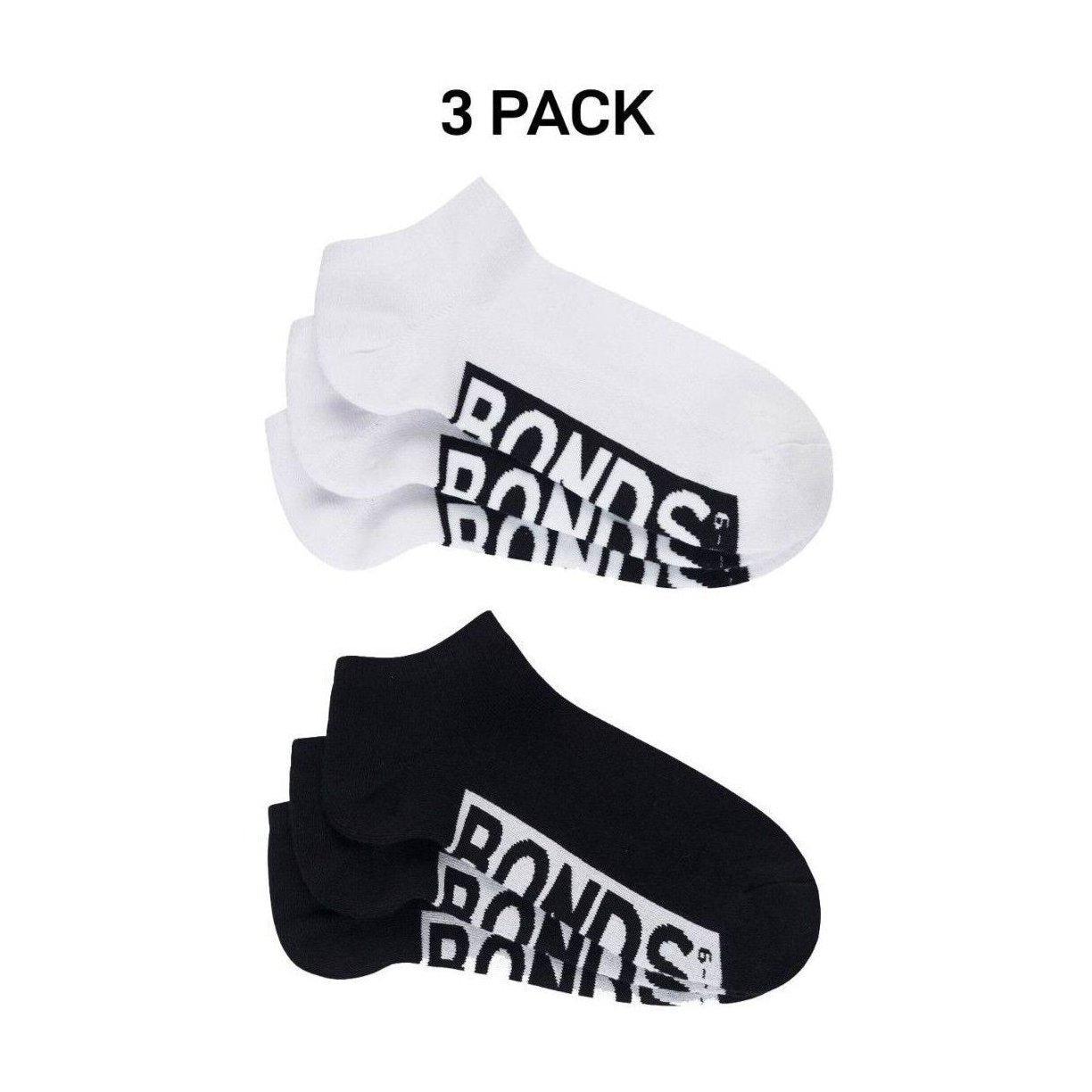 Bonds Mens Logo Cushioned Low Cut Smooth and Comfy Cotton Socks 3 Pack SXNA3N