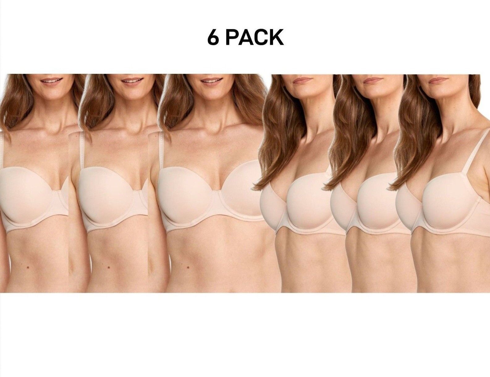 Bonds Womens Invisi Full Busted T-Shirt Bra Comfy Strap Soft Smooth 6 Pack YXC4Y