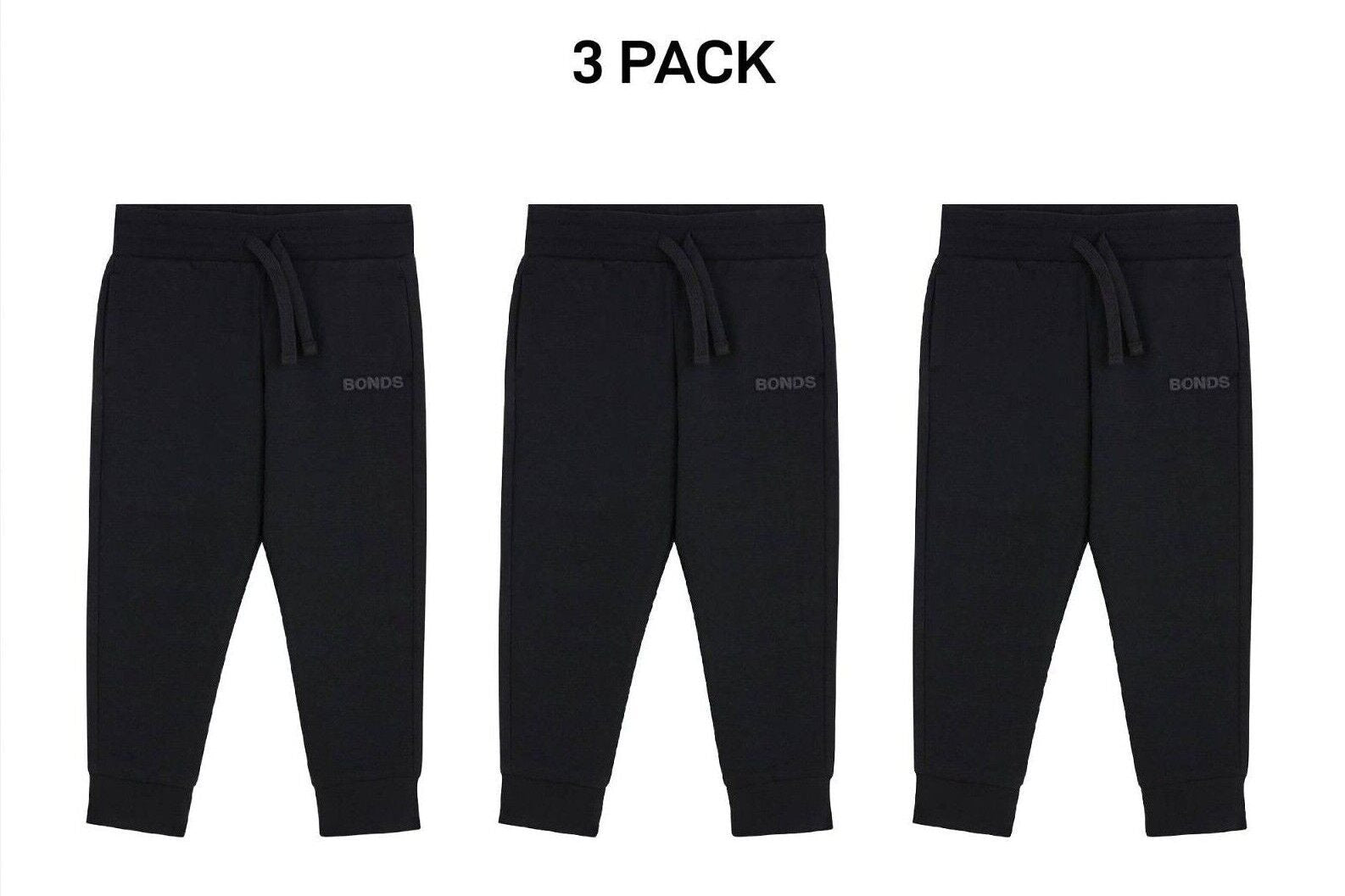 Bonds Kids Tech Sweats Trackie Pants Lightweight Warm Minimise Heat 3 Pack KVQRK