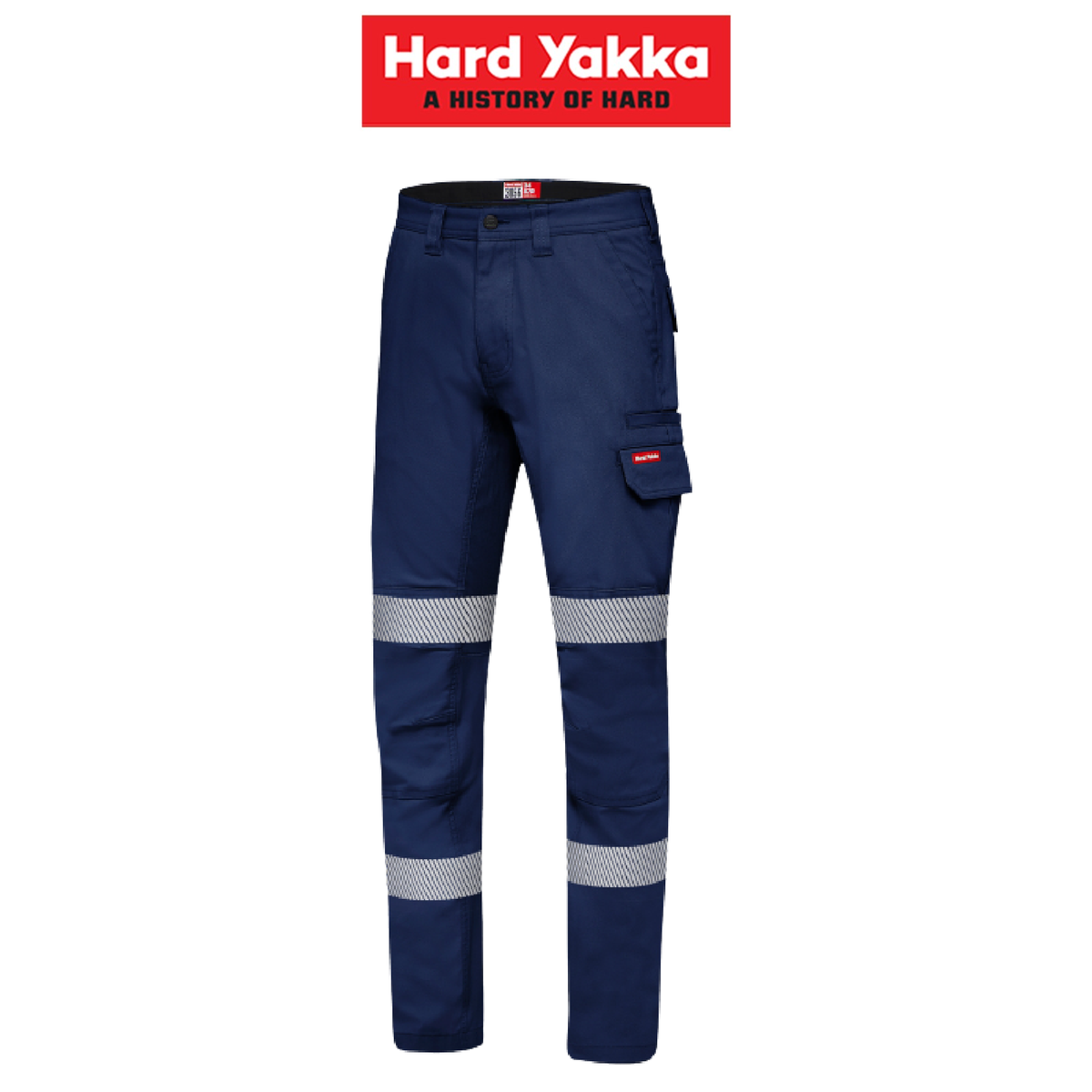 Hard Yakka Canvas Cargo Pant Tough Double Layer Knees Reflective Stretch Y02855