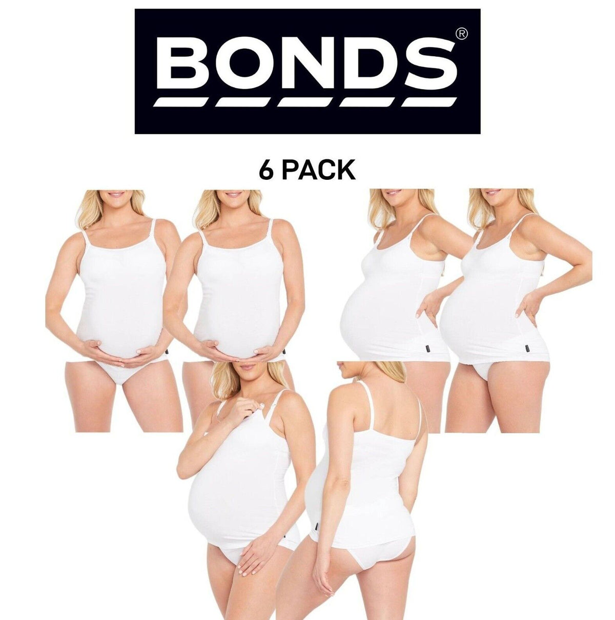 Bonds Womens Maternity Contour Singlet Extra Support and Comfort 6 Pack YYCUY