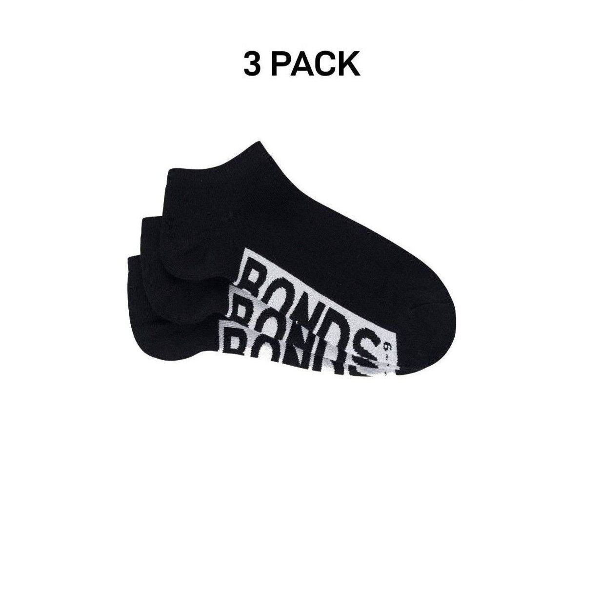 Bonds Mens Logo Cushioned Low Cut Smooth and Comfy Cotton Socks 3 Pack SXNA3N