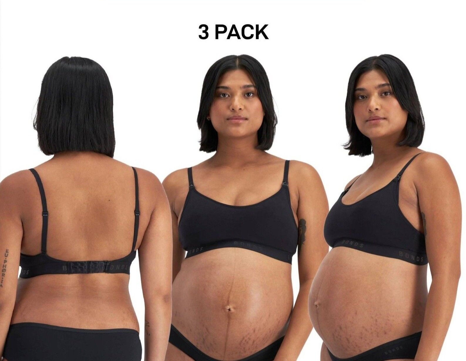 Bonds Womens Damn Dry Milk Leaks Scoop Crop Comfy Easy Feeding Clip 3 Pack YWQL