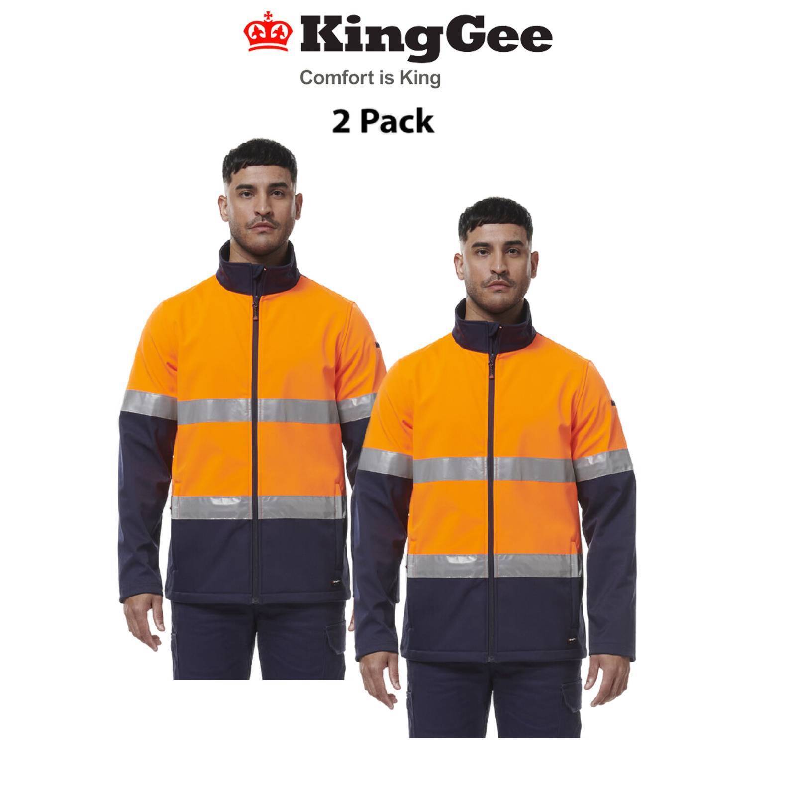 KingGee Mens 2 Pack Reflective Water Resistant Softshell Safety Jacket K55034