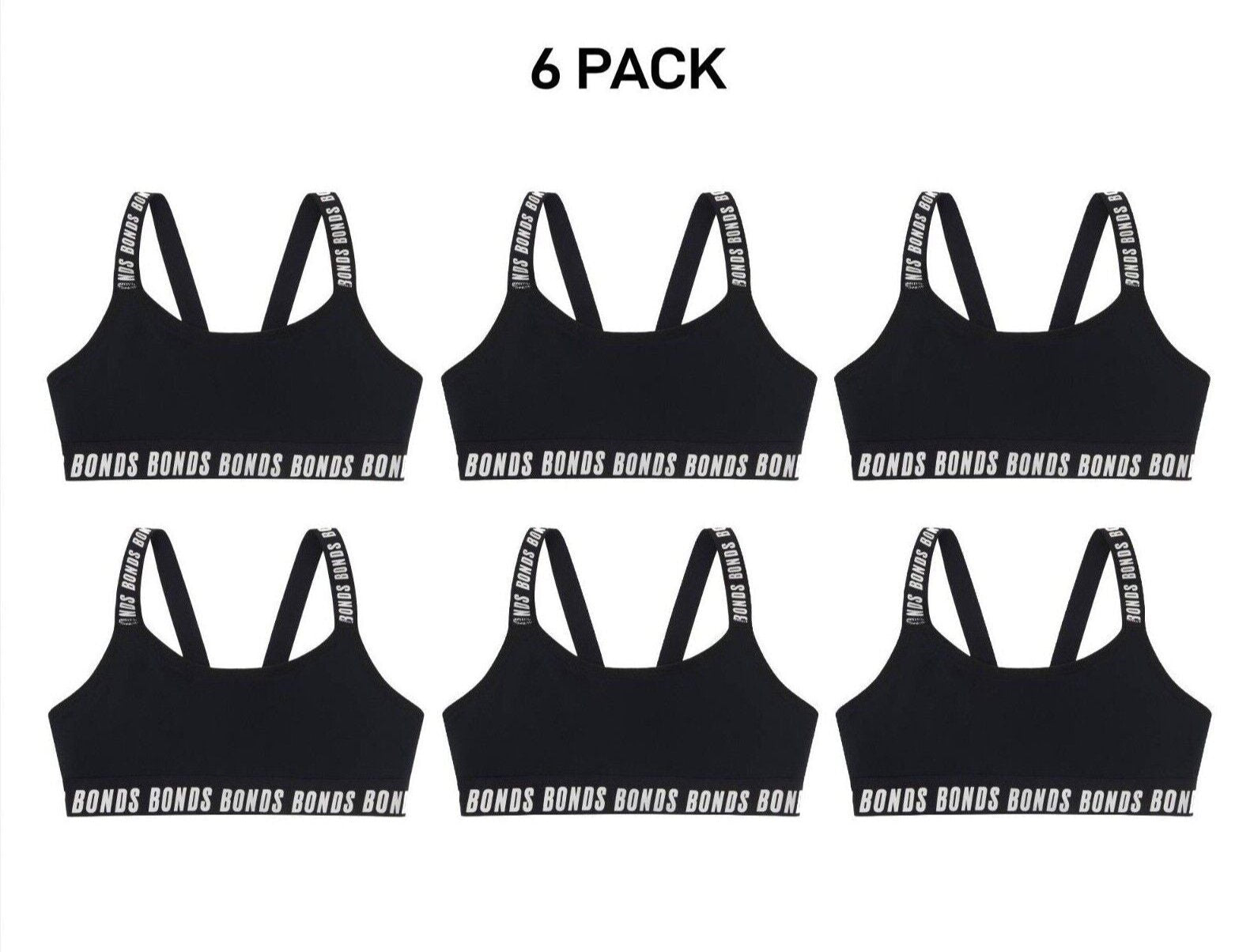 Bonds Girls Performance Pullover Crop Durable and Stretchy Bra 6 Pack UWH41A
