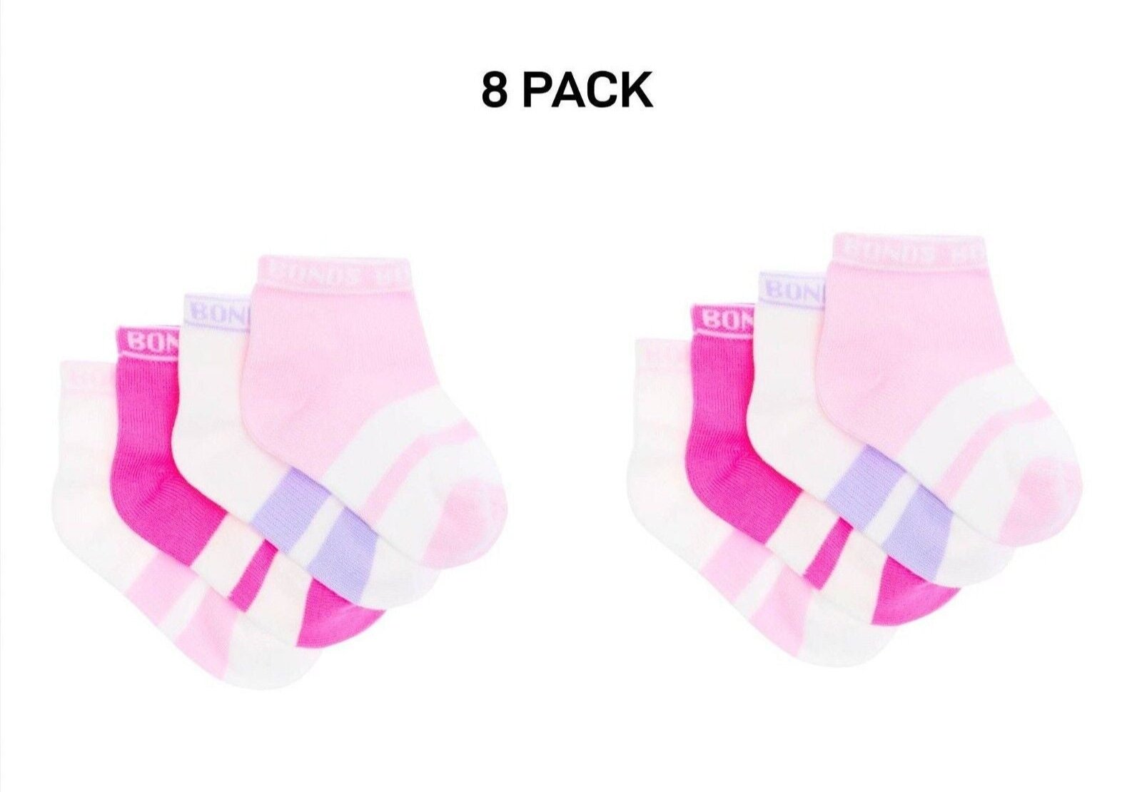 Bonds Baby Sportlet Arch Support Soft Breathable Comfiness Socks 8 Pack RXXL4N