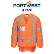 Portwest Mens 4 Packs TTMC-W17 Hi-Vis X Back Zipped Lightweight Vest L/S TM309