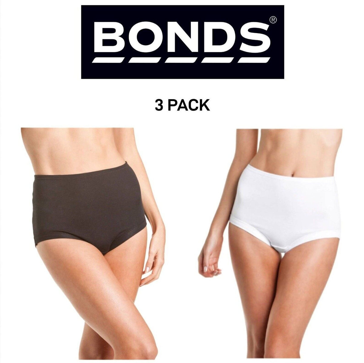 Bonds Womens Cottontails Full Brief With Lycra Comfortable Coverage 3 Pack WUFQA