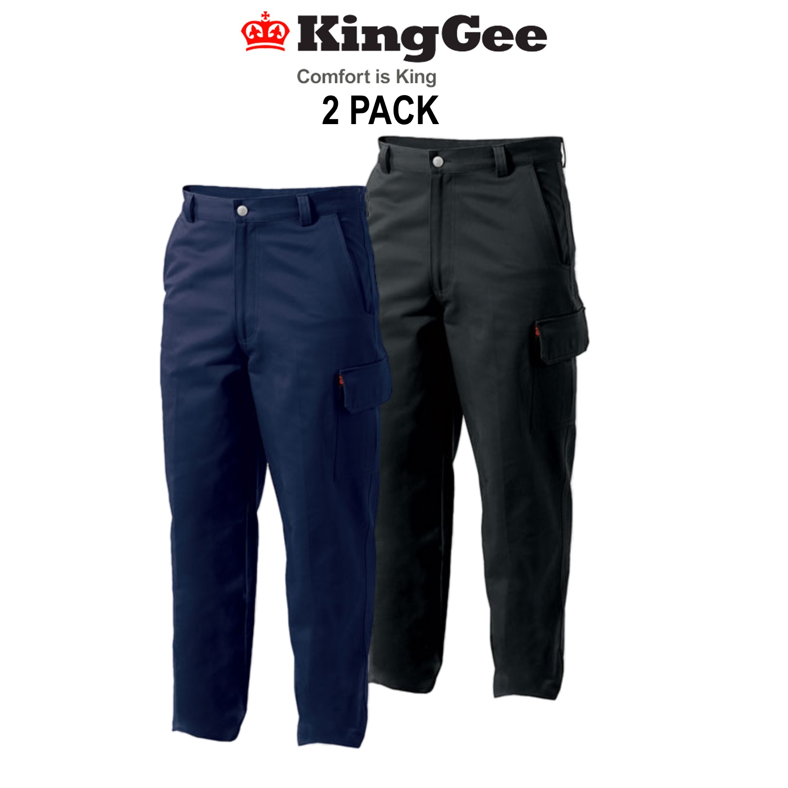 KingGee 2 Pack New G'S Workers Pants Cargo Pocket Work Safety Cotton ...