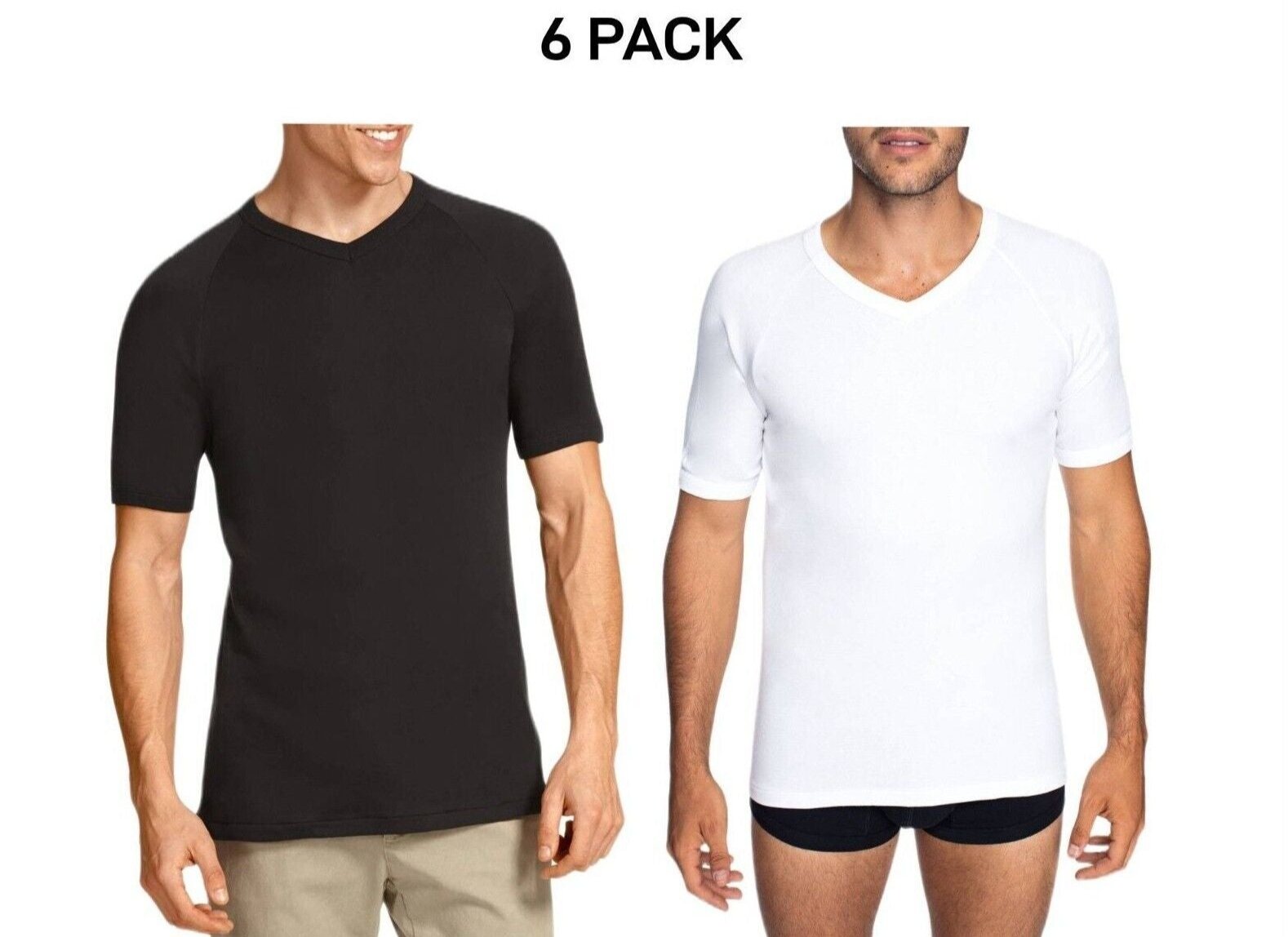 Bonds Mens Genuine V-Neck Raglan Tee Suit in Every Size and Shape 6 Pack M9762W