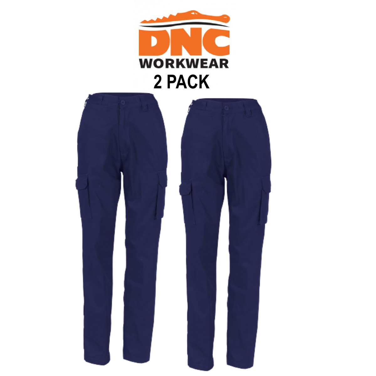 DNC Workwear 2 Pack Ladies Cotton Drill Cargo Pants Pants Tough Work Casual 3322