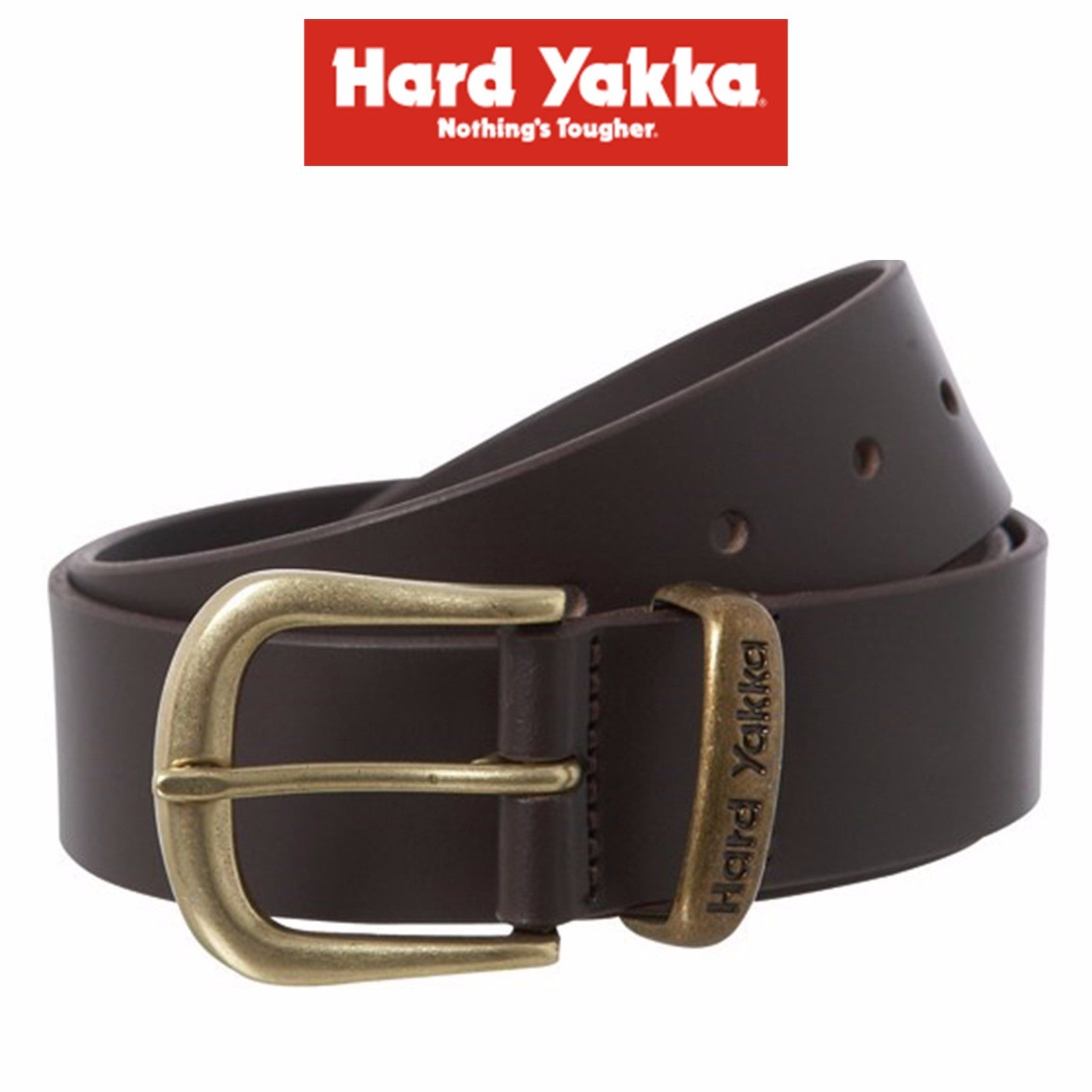 SALE Hard Yakka Belt Colorado Oil Tan Leather Work Brass Buckle Brown Y09402
