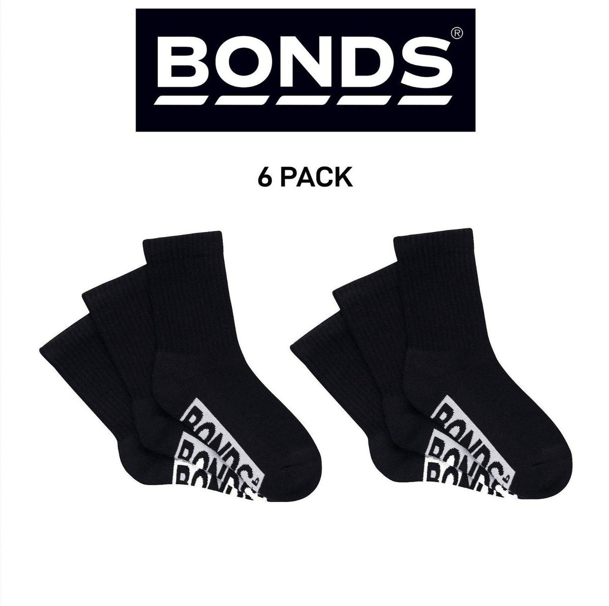 Bonds Kids Cushioned Crew Cushioned Smooth Toe Seams Socks 6 Pack RXUY3N