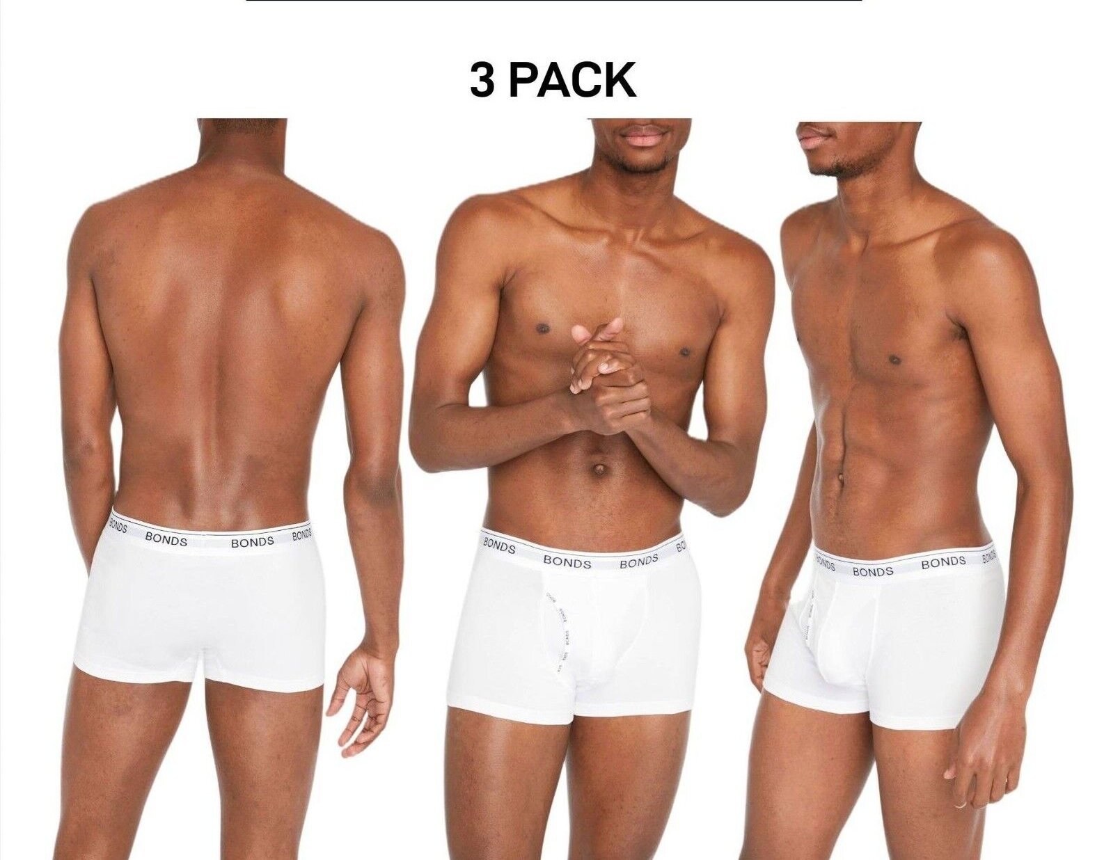 Bonds Mens Guyfront Trunk Stretchy Cotton Fabric Elastic Waistband 3 Pack MZVJ