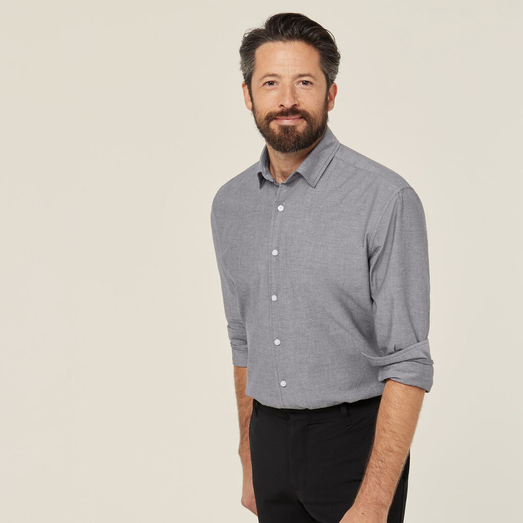 NNT Mens Cotton Chambray Classic Button Long Sleeves Collared Shirt CATJJU-Collins Clothing Co