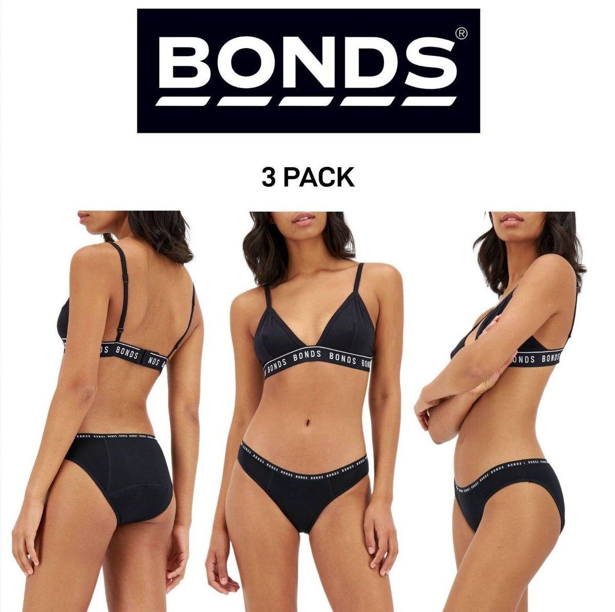Bonds Womens Bloody Comfy Period Bikini Heavy Fresh & Dry Undies 3 Pack WTGN